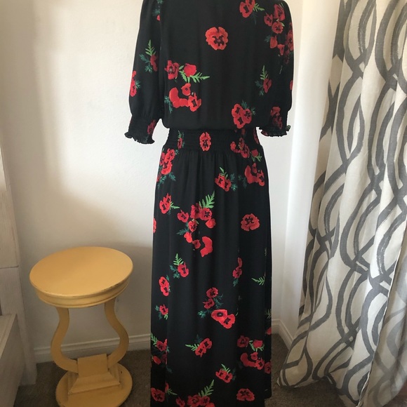 Express Flowery Maxi Dress, black/red flowers. - Picture 4 of 5